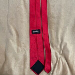 Wembley Red Silk Men's Tie with Small Navy Dot Pattern.
